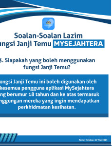 Soalan-Soalan Lazim Fungsi Janji Temu MySejahtera: Siapakah Yang Boleh Menggunakan Fungsi Janji Temu?